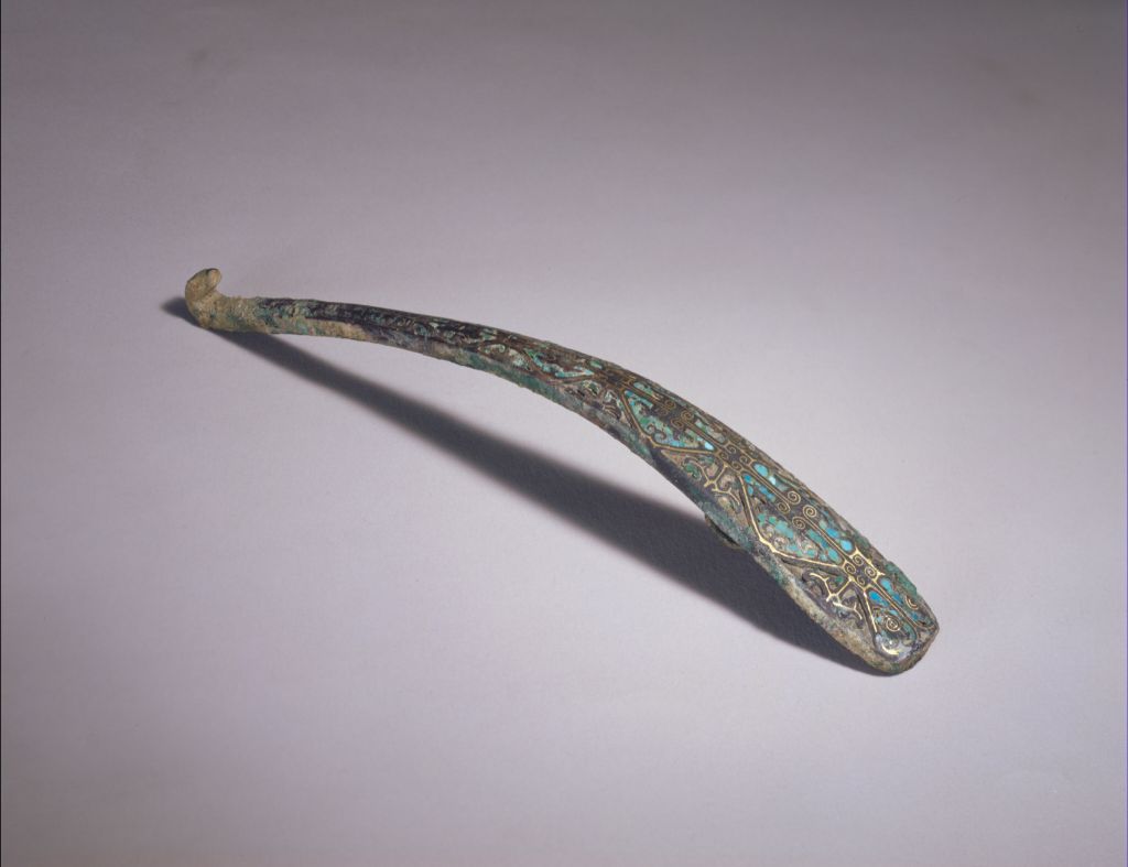 图片[1]-Gold inlaid turquoise hook-China Archive